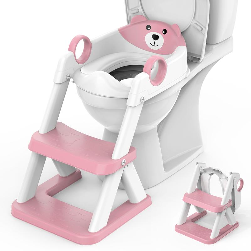 2-in-1 Toddler Potty Training Seat with Adjustable Step Stool & Safety Handles