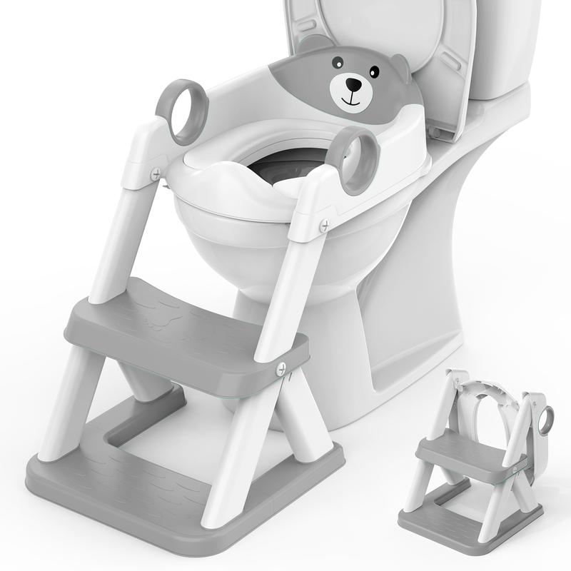 2-in-1 Toddler Potty Training Seat with Adjustable Step Stool & Safety Handles