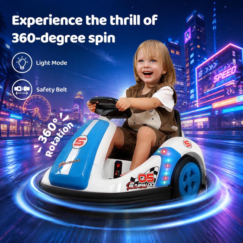Baby Bumping Toy Car with DIY Stickers,360 Degree-Spin, Music, Bluetooth,LED Lights
