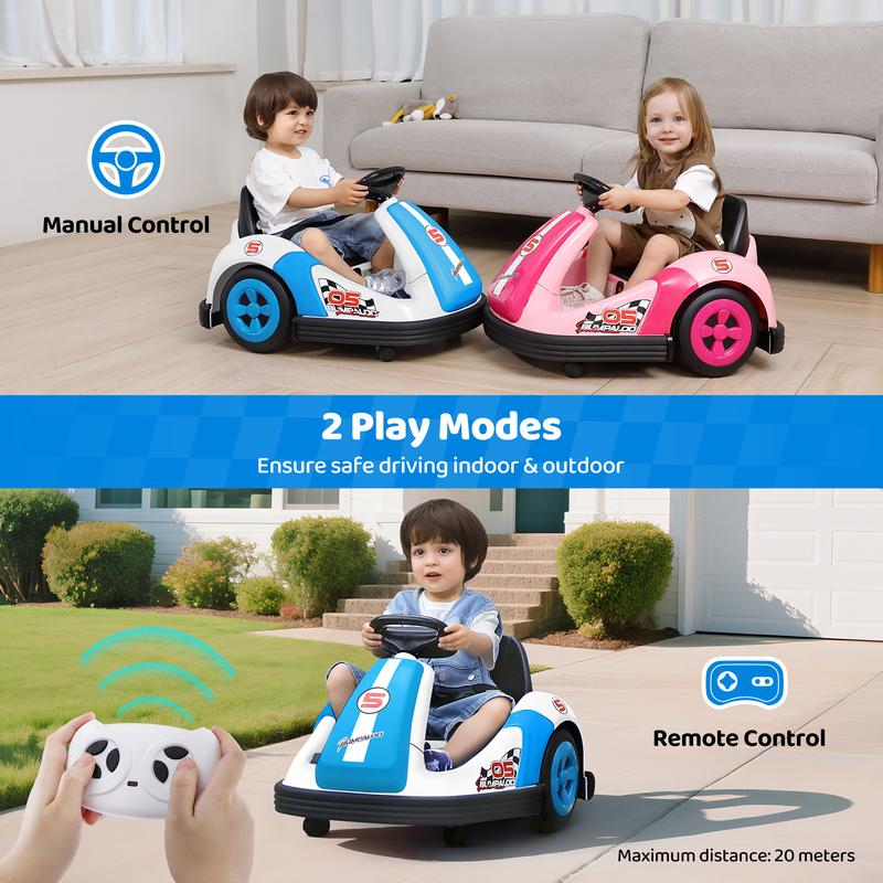 Baby Bumping Toy Car with DIY Stickers,360 Degree-Spin, Music, Bluetooth,LED Lights
