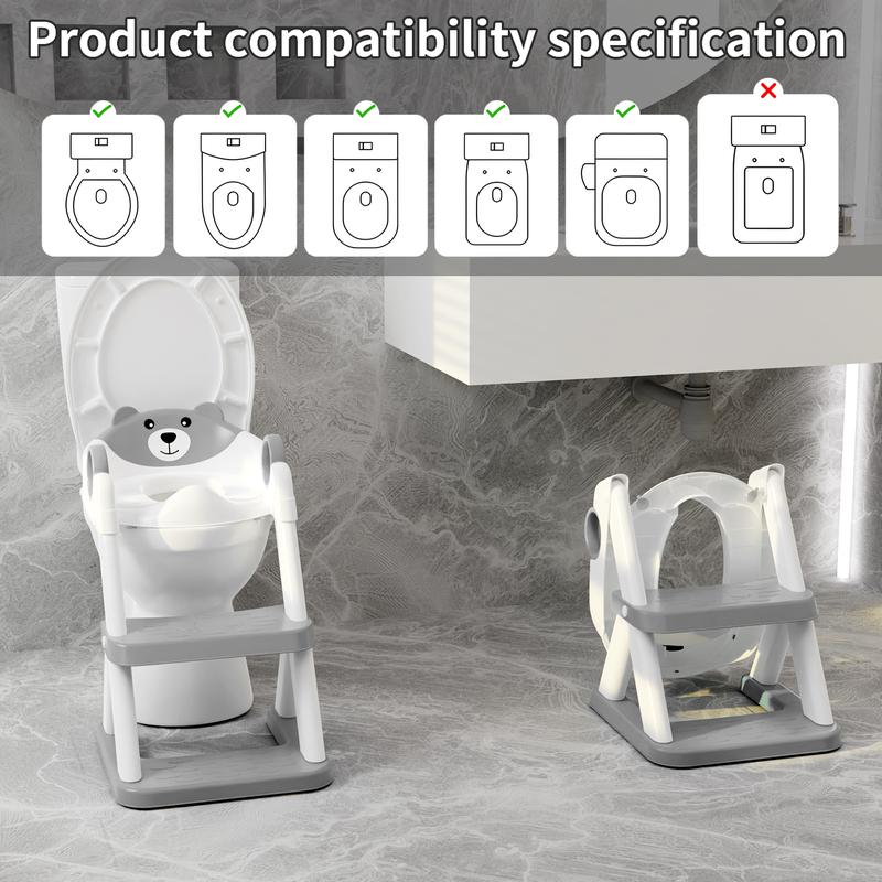 2-in-1 Toddler Potty Training Seat with Adjustable Step Stool & Safety Handles