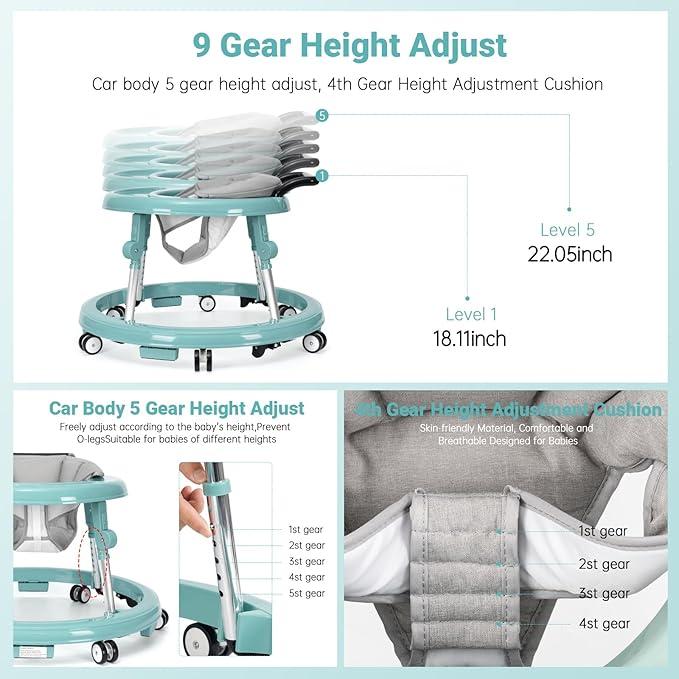 Baby Walker Foldable with 9 Adjustable Heights