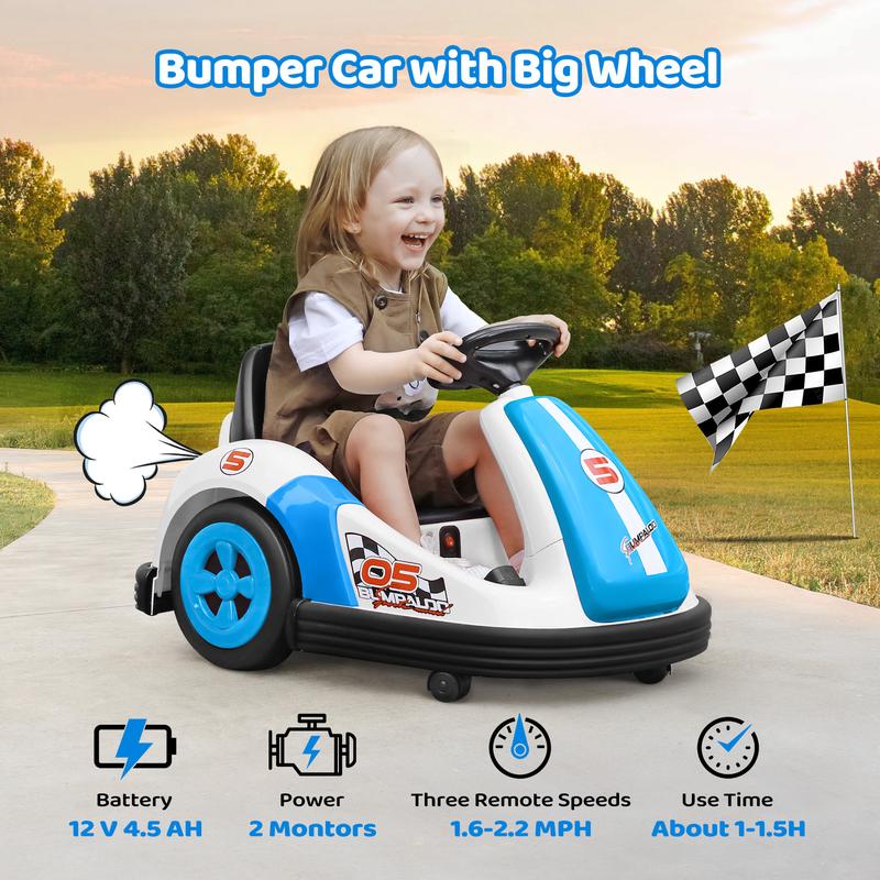 Baby Bumping Toy Car with DIY Stickers,360 Degree-Spin, Music, Bluetooth,LED Lights
