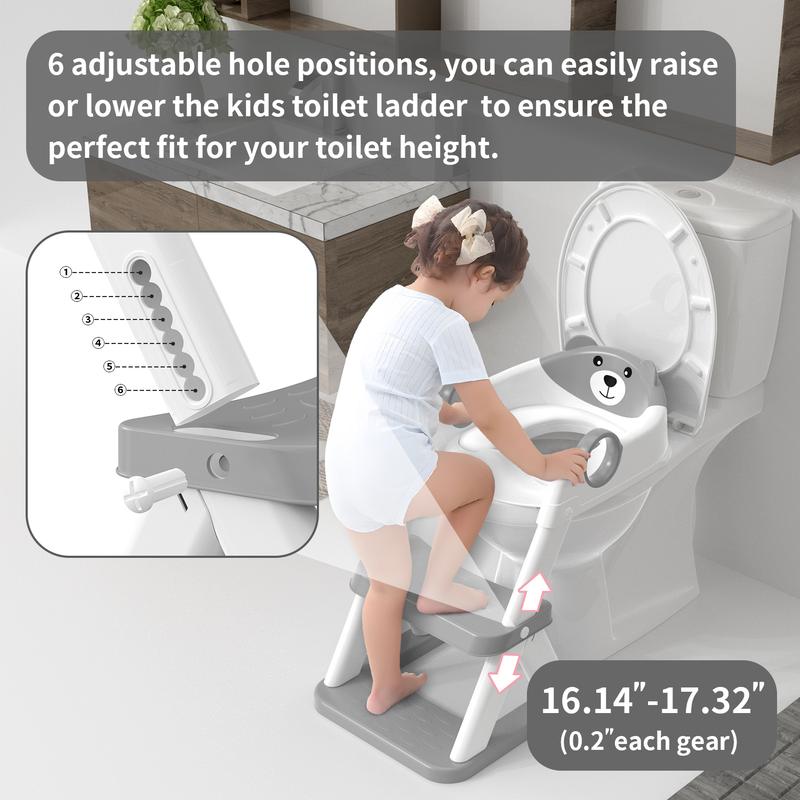 2-in-1 Toddler Potty Training Seat with Adjustable Step Stool & Safety Handles