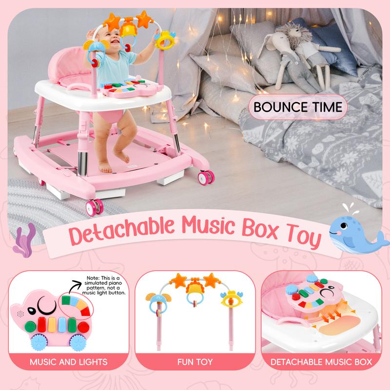 5-in-1 Convertible Baby Walker and Rocker with Music Box