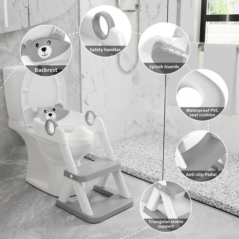 2-in-1 Toddler Potty Training Seat with Adjustable Step Stool & Safety Handles