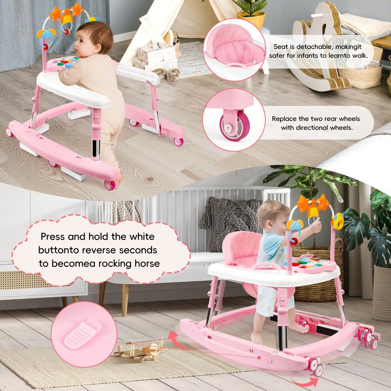 5-in-1 Convertible Baby Walker and Rocker with Music Box