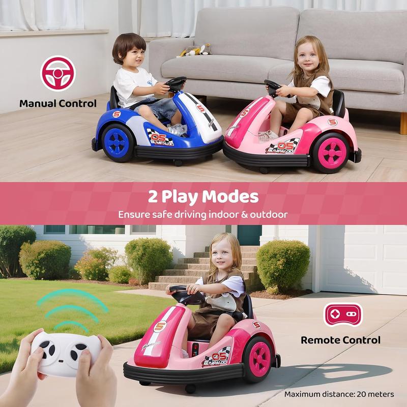 Baby Bumping Toy Car with DIY Stickers,360 Degree-Spin, Music, Bluetooth,LED Lights